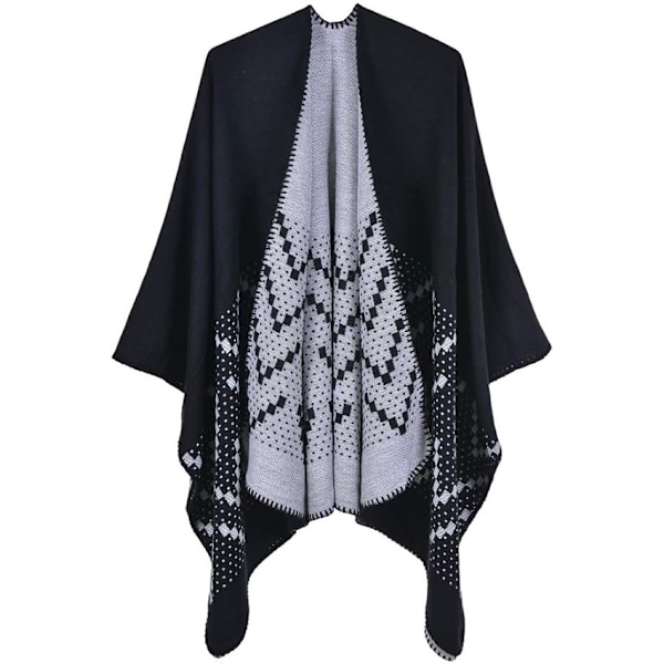Ponchoer for kvinner, sjal, omslag, stort vinterskjerf, strikket cape poncho for kvinner, varm, trendy, brukbar teppe, hettegenser, lange cardigans, genser