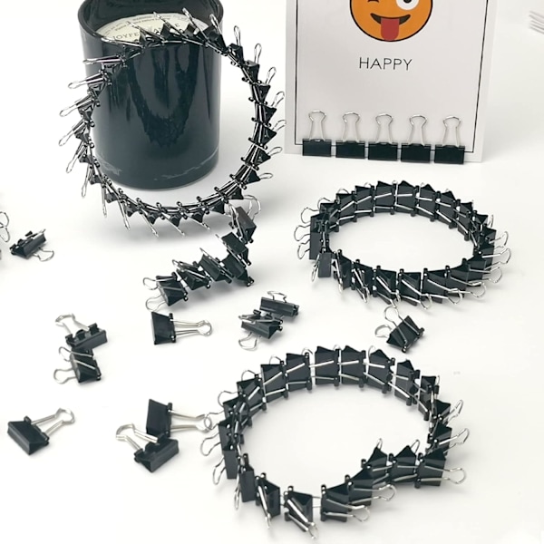 120-pak Mini Papirclips, Sorte Papirclips, Små Papirclips 15 mm 5/8 Tomme. Mikro Størrelse Kontorclips til Hjemmet, Skolen, Kontoret og Virksomheden
