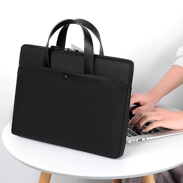 14-tommers laptopveske for kvinner (svart), ultratynn laptopveske, jobbveske for reise, laptop b