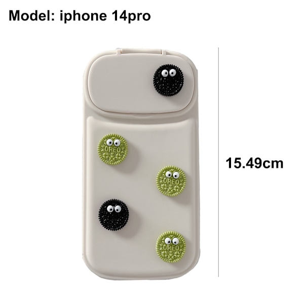 14pro Cover, Minimalistisk Hvid Oreo, Flip Spejl