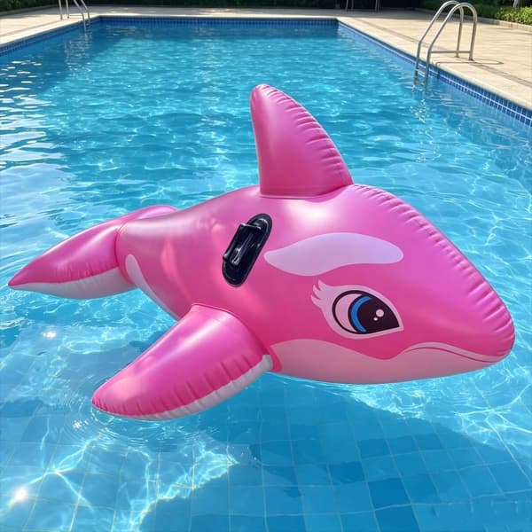PVC oppustelig sort hval, delfin pool dyreridelegetøj, pink [Dimensions]: 193*119*80CM