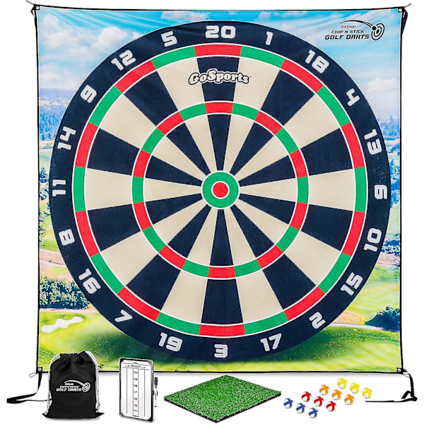 Chip N' Stick Golfspil med Chip N' Stick Golfbolde - Kæmpe Målskiver med Chipping Måtte - Vælg Klassisk eller Dart 180*180cm{hh]