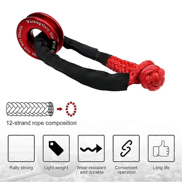 Winch Snatch Recovery Ring, Syntetisk Winch Reb, Snatch Ring Soft Shackel, Winch Tilbehør til UT{hh}
