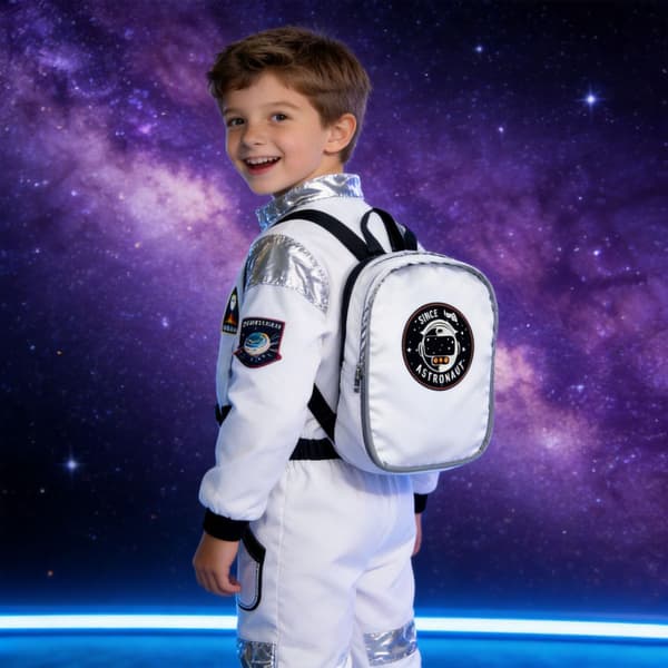 Astronaut-rumdragt kostume til børns rollespil og udklædning bodysuit + backpack 140cm