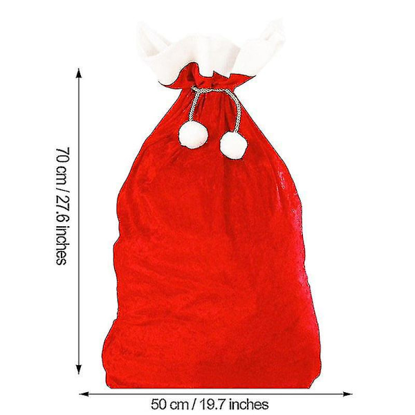 70x50cm Røde Julemands Gaveposer Store Gyldne Fløjlsbløde Slikposer Julemand Nytår Glædelig Jul Gave