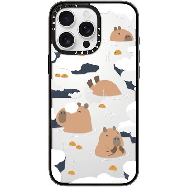 CASETiFY Compact iPhone 16 Pro Max Cover [1,2 m. 2X Militær Standard Drop Beskyttelse/Slank/Letvægt] - Flydende Capybara - Klar Sort