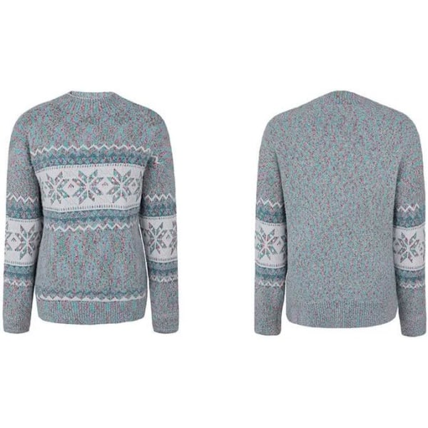 Damtröja Winter Chic Pullover Jacquard Christmas Snowflake Sweater med rund hals M