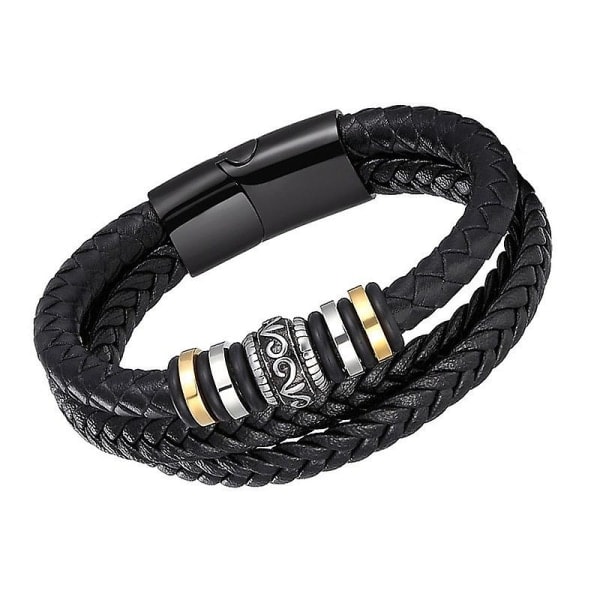 Till min son, älskar dig för alltid armband, flätat läderarmband för män, personligt graverat armband i rostfritt stål {F2}