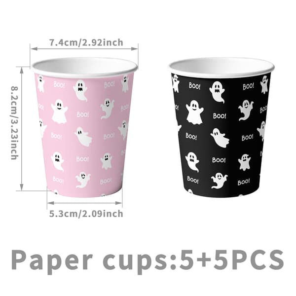 Halloween Servisset Engångspapperstallrikar Muggar Duk Spökfestdekoration 4-piece set