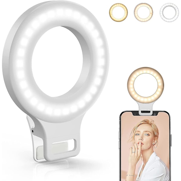 Kiinnitettävä rengasvalo, ladattava 60 LED selfie-rengasvalo puhelimelle, kannettavalle tietokoneelle, tabletille (3 mallia)