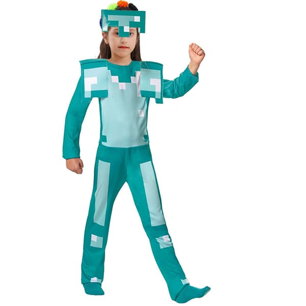 KZQ-Minecraft Cosplay Klädset för barn Diamantrustning Z Diamantrustning Diamantrustning Diamond Armor L