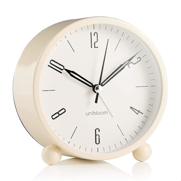 Tyst Väckarklocka - Analog Väckarklocka Utan Tickande med Varmt Ljus - Minimalistisk Rund{HH}