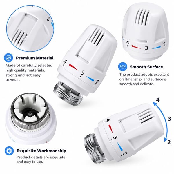 Termostatiskt ventilhuvud 2-pack - Ersättningsratt för radiatortermostat