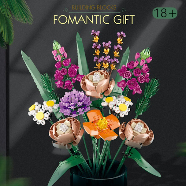 Rakennuspalikat Kukat Säilötyt kukat Ruusut Ystävänpäivälahja Kimppu Kokoamislelut 17 kinds of building block flowers