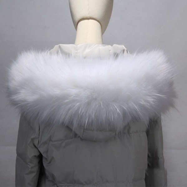 Dunjacka Päls Krage Randig Fuskpäls Krage VIT 65CM 65CM vit