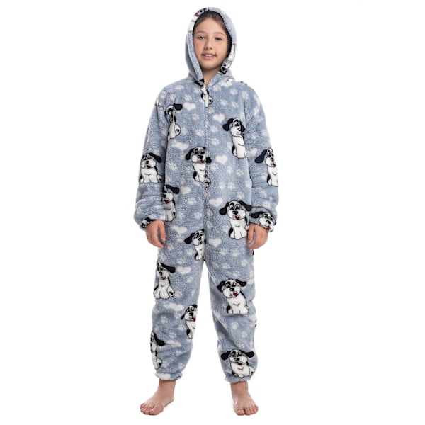 Børne Onesie Pyjamas Sødt Mønster Print Lynlås Lukning Unisex Hætte Blød Til Vinter Efterår Type 2 Type 2 140