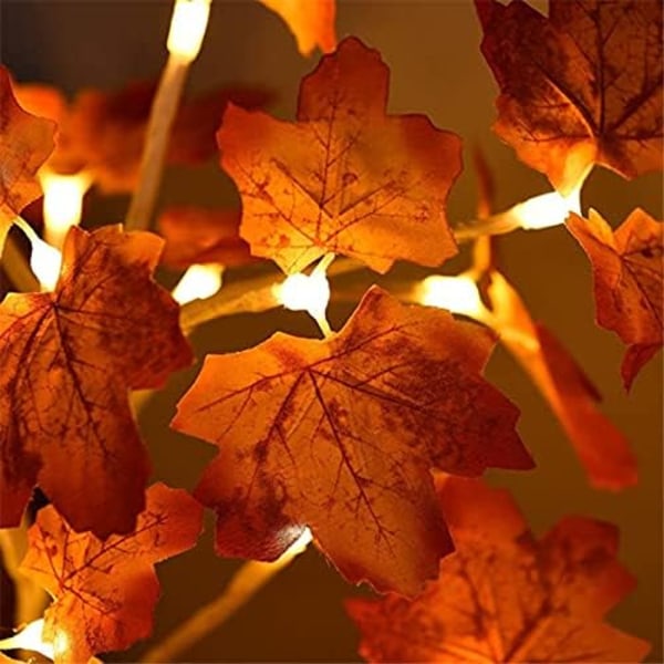 LED-valopuu, vaahteranlehti lämmin valkoinen valopuu, säädettävät oksat, 24 LED-valoa, joulukoristeeksi, USB/paristokäyttöinen valkoinen oksa