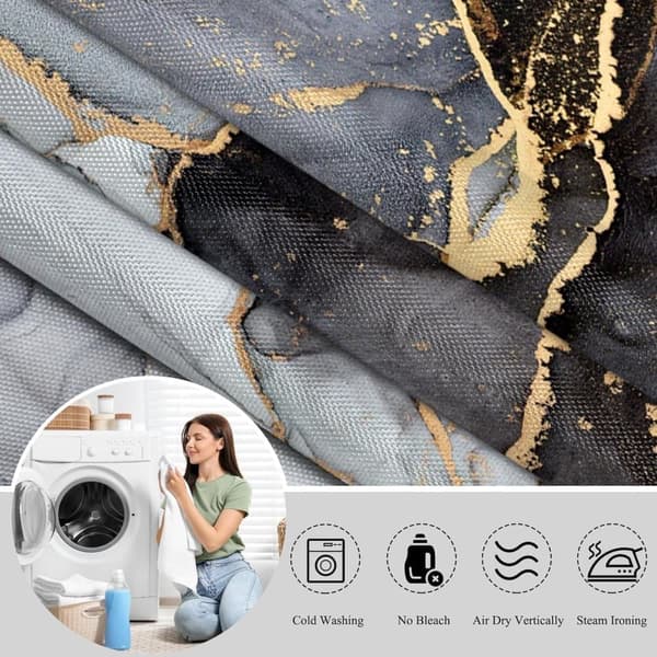 Waterproof Shower Curtain with Marble Pattern – Moisture-Resistant and Washable, 180×180 cm B