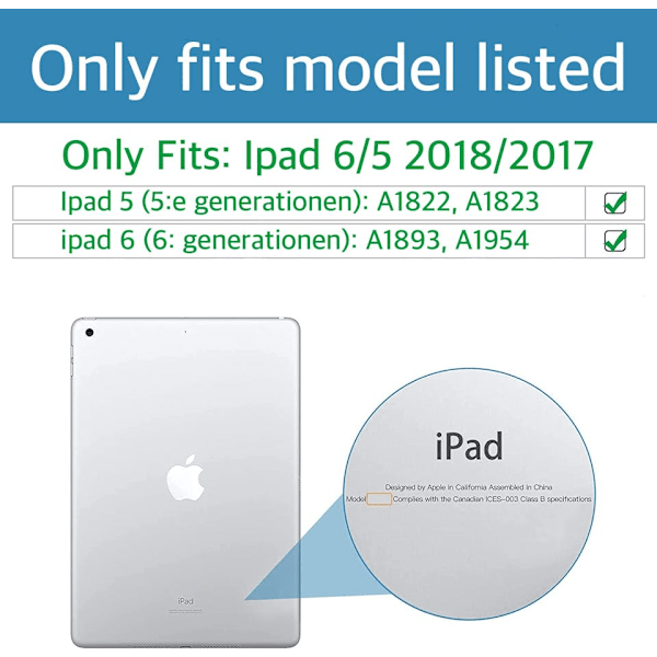 iPad 6 / 5 Generasjon Deksel Sammenleggbart Svart