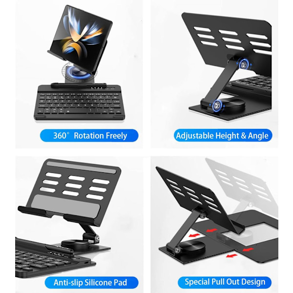 Samsung Galaxy Z Fold 6 5 4 Stativ og Tastatur Mus, Bærbart Mini Bluetooth-tastatur