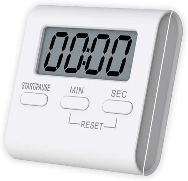 Stor digital kjøkkentimer med høy alarm, 6x6cm hvit