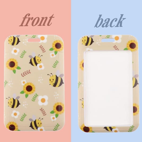 Cute Lanyard with Card Holder for ID Cards, Bee-Themed Lanyard with Hard Plastic Case