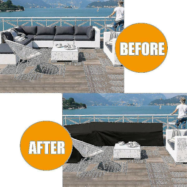 12 Størrelser L-formede Universalovertræk Vandtæt Rattan Hjørnemøbelovertræk Have Terrasse Udendørs Sofa Beskyttelses Støvovertræk 270*200*82cm