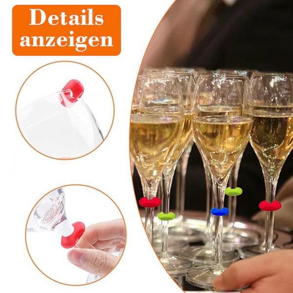 Glasmarkörer, 36 st silikon glasmarkörer, återanvändbara glasdrycksmarkörer, festdekorationer för vinglas, champagneglas, martiniglas,