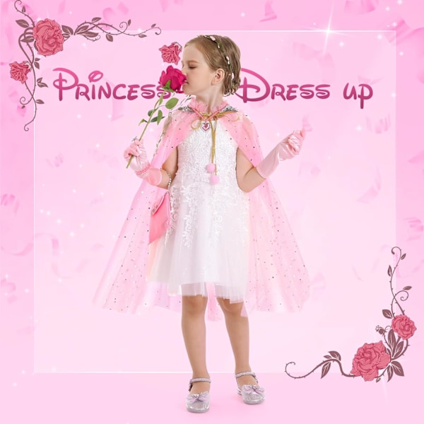Prinsesscape-set, 12 st Prinsesskläder för små flickor, Prinsessklänningar för flickor 3-8 år Födelsedagspresent Pink
