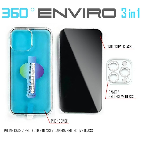 3-I-1 ENVIRO 360° för iPhone 13 Pro {hh] 2 screen protectors