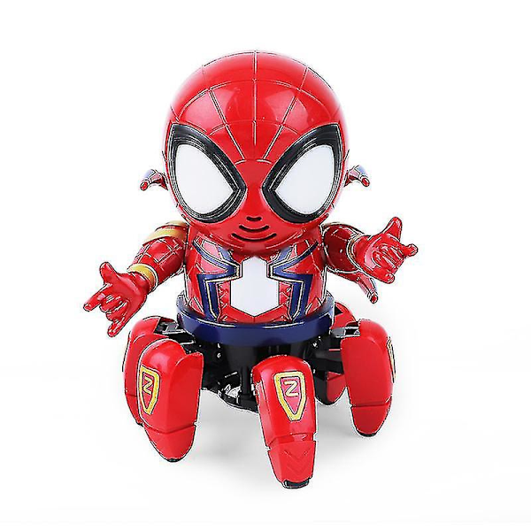 Spider-Man Robot med Ljus och Musik, Spindelbensdesign med Viftande Armar, Musikalisk Leksak Red