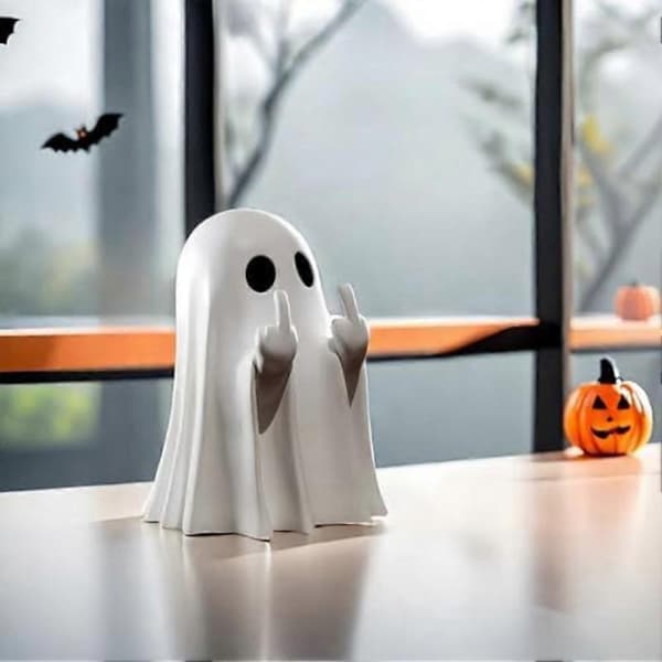 For Halloween Ghosts Figurine Rude Ghosts with Middle Finger Statues for Living Room Decor A