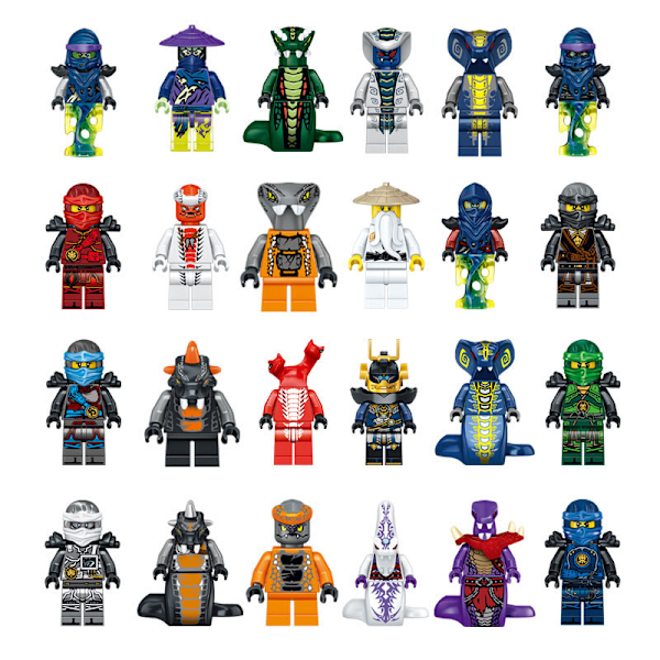 Sæt med 24 Ninja Minifigurer Kai Jay Sensei Wu Master Byggeklodser Legetøj