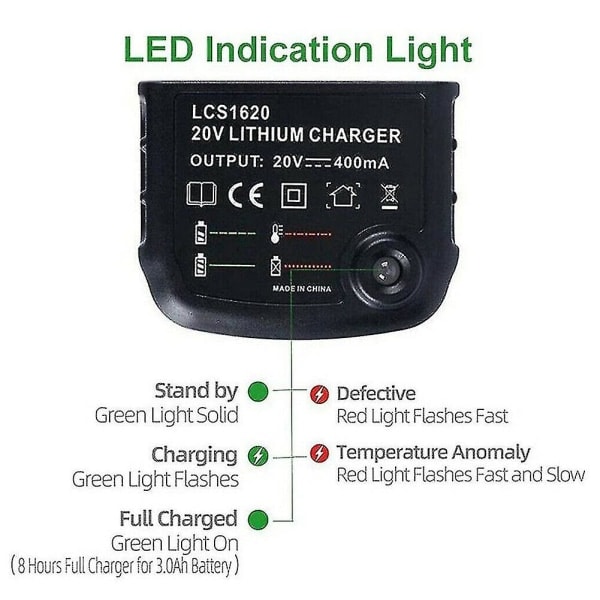 10.8V 14.4V 20V Til Black&Decker Li-ion Batterioplader Udskiftning Elektrisk Boremaskine Skruetrækker Elværktøj Batteri EU Stik Lbx20_ca