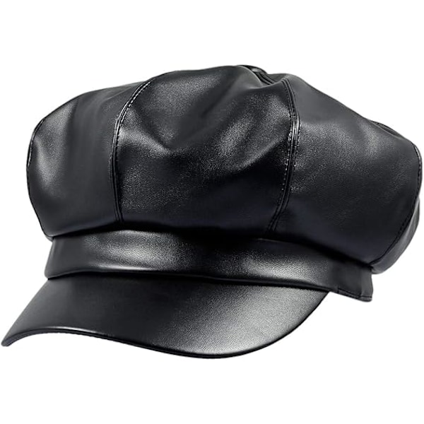 Sportmusies 8-panels Newsboy-kepsar för kvinnor, PU-läder Cabbie Painter-hatt Gatsby Ivy Basker