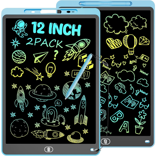 Fargerikt LCD Skrivebrett for Barn, 30cm Gjenbrukbart Tegnebrett, Reisegave{HH} Blue, Blue