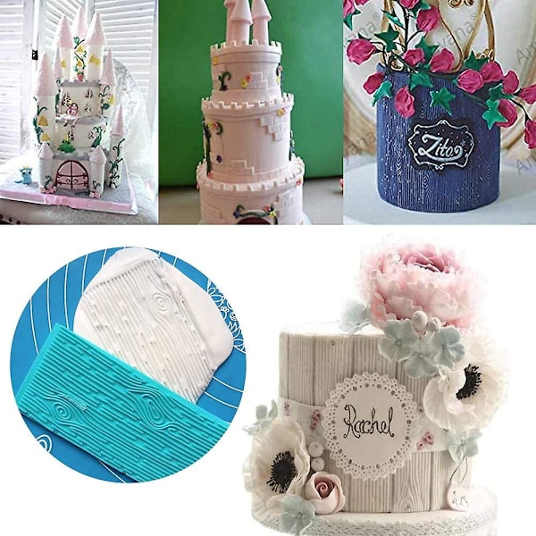 6 st Präglingsmatta Fondant Textur Prägling Bakform Tårtdekoration Gipsform