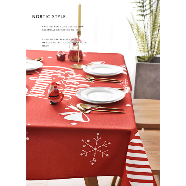 (Julerød) Nordisk ins juleduk, rektangulært anti-varme teppe, festlig nyttårsdekorasjon, jul