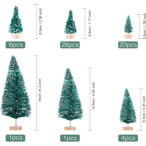 60 st mini julgranar konstgjorda julgranar bordsgranar för julfest heminredning