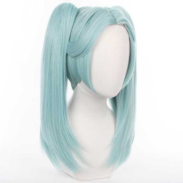 Cyberpunk Edgerunners Cosplay Parykk Anime Rebecca Halloween Parykker Lang Grønn To Fletter Syntetisk Stoff med Parykkhette for Kvinner Comic Con