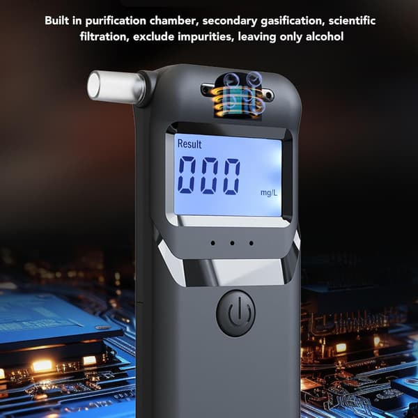 Digital alkoholtester med blå LCD-skjerm, personlig alkometer inkluderer 10 utskiftbare munnstykker for nøyaktig alkoholtesting