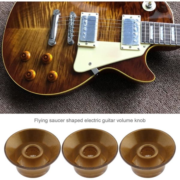 4 st Gitarrkontrollknappar Volym Ton Hastighetsknappar 6mm Gitarrbas Top Hat-knappar för Elektrisk Gitarr Musikinstrument Tillbehör Akryl Brun