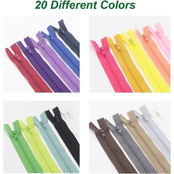 80 st 14 tum (35 cm) nylon spiral blixtlås för sömnad hantverk skräddare nylon blixtlås bulk 20 färger (14\" 80 st)