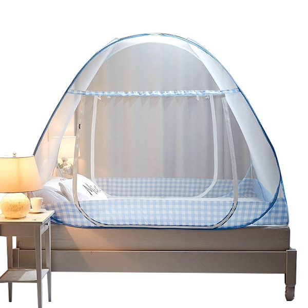 Foldable Mosquito Net for Bed, Portable Double Door Travel Mosquito Net with Mesh Bottom, Easy to Install - Pop-up Mosquito Net Tent