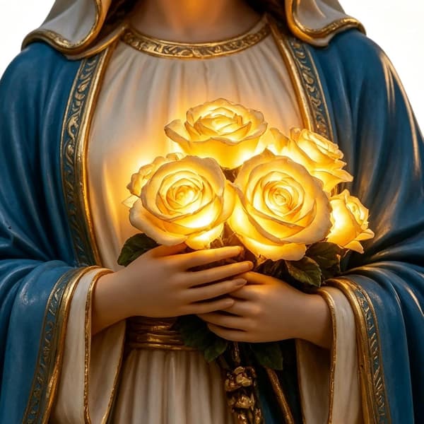 Jomfru Maria Statue Solar Udendørs Solfigur Lampe