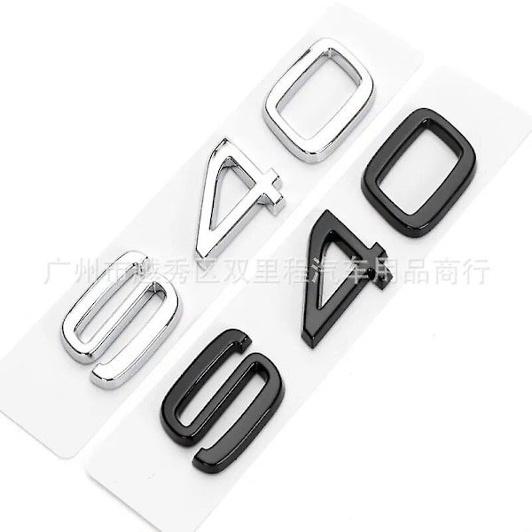 3D Svarte Bagasjeromsbokstaver for Volvo C30 V40 V50 V60 V90 S40 S60 S80 S90 Xc40 Xc60 Xc90 Emblem Logo Badge Klistremerke Tilbehør XC60