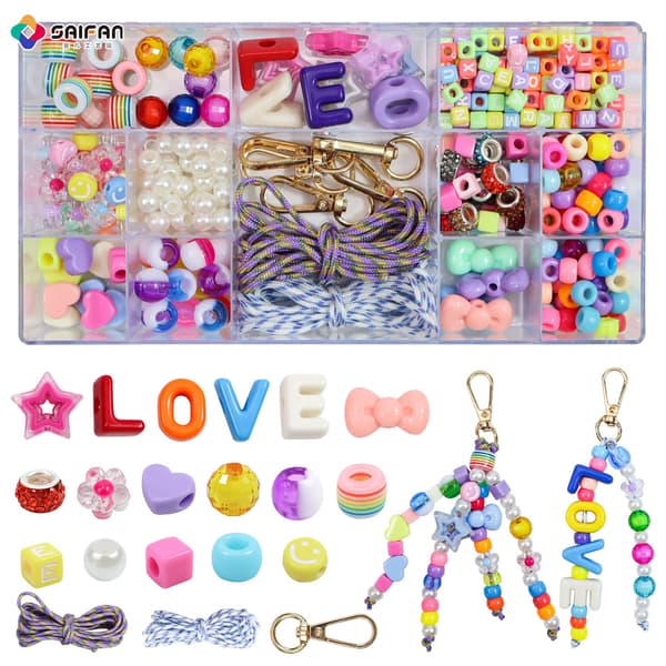 Akryl bogstavperle DIY smykkesæt til armbånd, nøglering og håndlavet tilbehør 350pcs