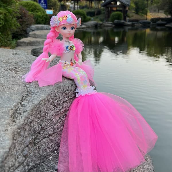 Fargerik havfrue-dukke for jenter prinsesse barnebursdagsgave leketøy Fragrant Fish Blue