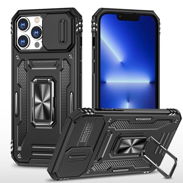 iPhone 16 Pro - Cover CamShield / Kamerabeskyttelses Ringholder Sort Sort