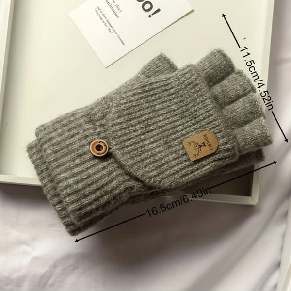 1 par cashmere clamshell-handsker til mænd og kvinder - varme strikkede halvfinger-touchscreen-handsker med elastisk pasform, maskinvaskbare, ideelle til cykling Deep Gray